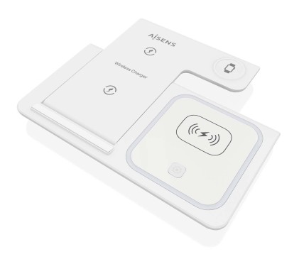 AISENS ASCH-15W3WC044-W Caricabatterie per dispositivi mobili Auricolare, Telefono cellulare, Smartphone, Orologio intelligente Bianco USB Carica wireless Ricarica rapida Interno