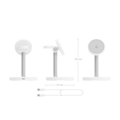 AISENS ASCH-15W3WC065-W Caricabatterie per dispositivi mobili Cuffie, Smartphone, Orologio intelligente Bianco USB Carica wireless Interno