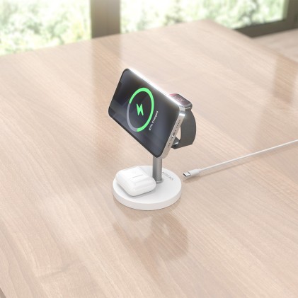 AISENS ASCH-15W3WC065-W Caricabatterie per dispositivi mobili Cuffie, Smartphone, Orologio intelligente Bianco USB Carica wireless Interno