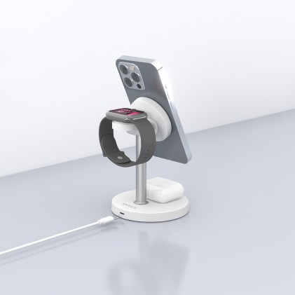 AISENS ASCH-15W3WC065-W Caricabatterie per dispositivi mobili Cuffie, Smartphone, Orologio intelligente Bianco USB Carica wireless Interno