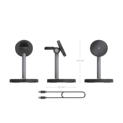 AISENS ASCH-15W3WC066-BK Caricabatterie per dispositivi mobili Cuffie, Smartphone, Orologio intelligente Nero USB Carica wireless Interno