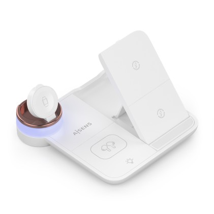 AISENS ASCH-15W4WC061-W Caricabatterie per dispositivi mobili Cuffie, Smartphone, Orologio intelligente Bianco USB Carica wireless Interno