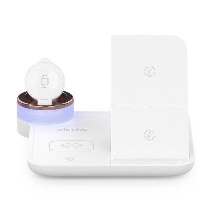 AISENS ASCH-15W4WC061-W Caricabatterie per dispositivi mobili Cuffie, Smartphone, Orologio intelligente Bianco USB Carica wireless Interno