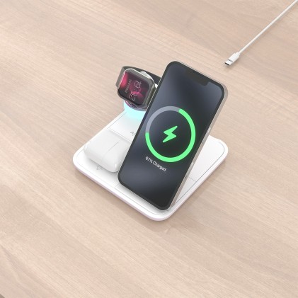 AISENS ASCH-15W4WC061-W Caricabatterie per dispositivi mobili Cuffie, Smartphone, Orologio intelligente Bianco USB Carica wireless Interno