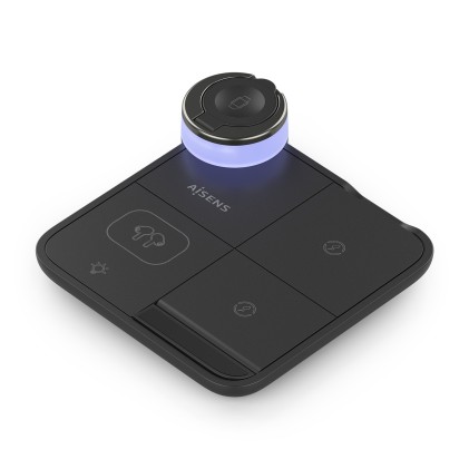 AISENS ASCH-15W4WC062-BK Caricabatterie per dispositivi mobili Cuffie, Smartphone, Orologio intelligente Nero USB Carica wireless Interno