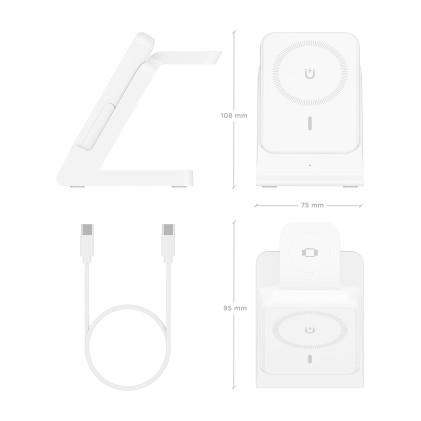 AISENS ASCH-15W4WC063-W Caricabatterie per dispositivi mobili Cuffie, Smartphone, Orologio intelligente Bianco USB Carica wireless Interno