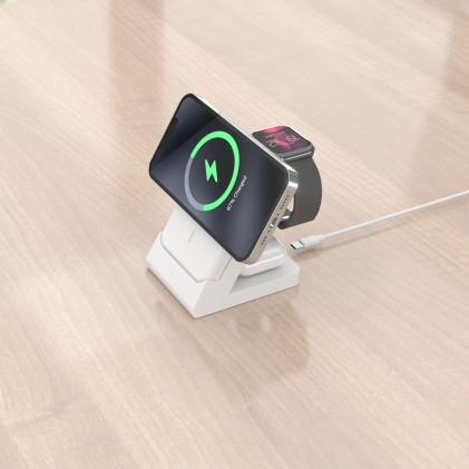 AISENS ASCH-15W4WC063-W Caricabatterie per dispositivi mobili Cuffie, Smartphone, Orologio intelligente Bianco USB Carica wireless Interno