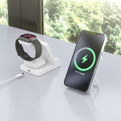 AISENS ASCH-15W4WC063-W Caricabatterie per dispositivi mobili Cuffie, Smartphone, Orologio intelligente Bianco USB Carica wireless Interno