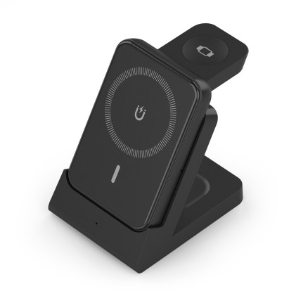 AISENS ASCH-15W4WC064-BK Caricabatterie per dispositivi mobili Cuffie, Smartphone, Orologio intelligente Nero USB Carica wireless Interno