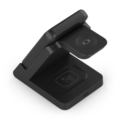 AISENS ASCH-15W4WC064-BK Caricabatterie per dispositivi mobili Cuffie, Smartphone, Orologio intelligente Nero USB Carica wireless Interno