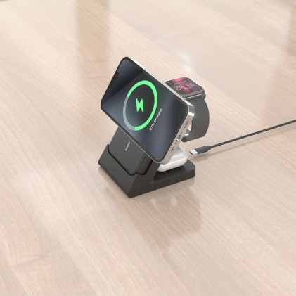 AISENS ASCH-15W4WC064-BK Caricabatterie per dispositivi mobili Cuffie, Smartphone, Orologio intelligente Nero USB Carica wireless Interno