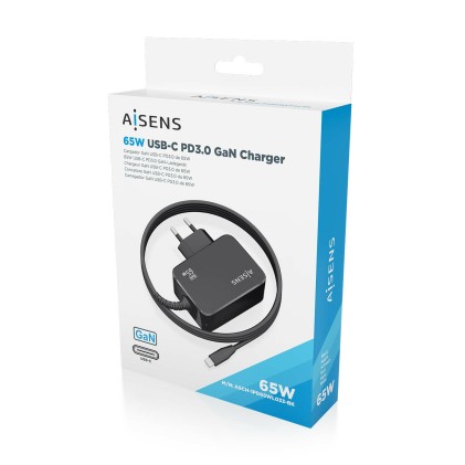 AISENS ASCH-1PD65WL033-BK Caricabatterie per dispositivi mobili Universale Nero AC Interno