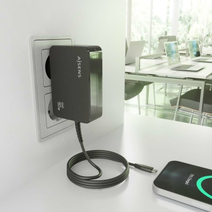 AISENS ASCH-1PD90WL034-BK Caricabatterie per dispositivi mobili Universale Nero AC Interno