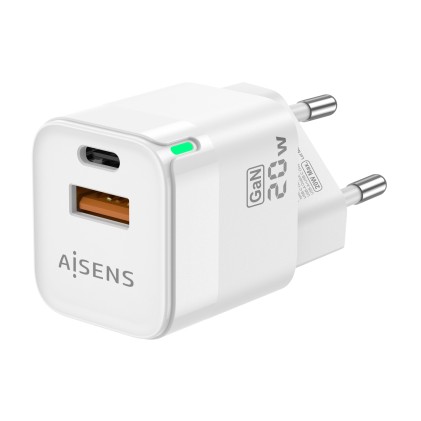 AISENS ASCH-20W2P002-W Caricabatterie per dispositivi mobili Universale Bianco AC Ricarica rapida Interno