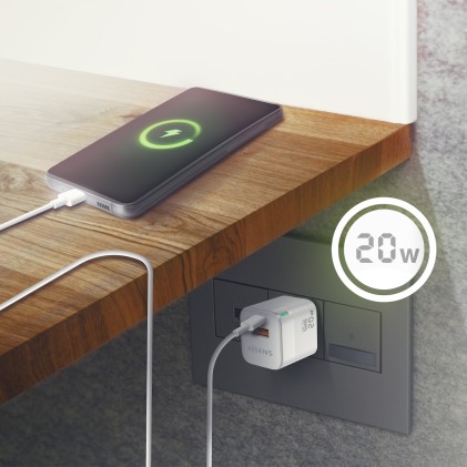 AISENS ASCH-20W2P002-W Caricabatterie per dispositivi mobili Universale Bianco AC Ricarica rapida Interno