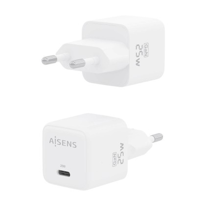 AISENS ASCH-25W1P012-W Caricabatterie per dispositivi mobili Universale Bianco AC Ricarica rapida Interno