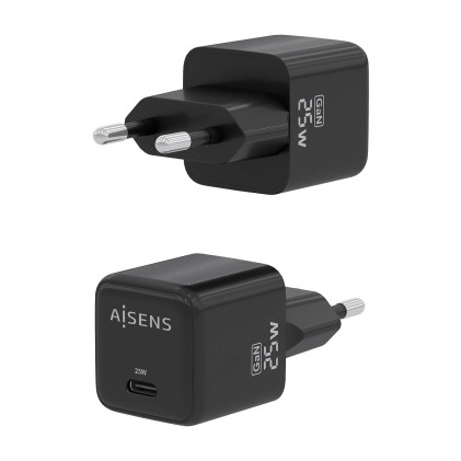 AISENS ASCH-25W1P013-BK Caricabatterie per dispositivi mobili Universale Nero AC Ricarica rapida Interno