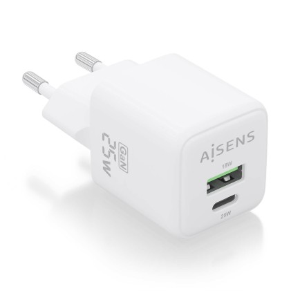 AISENS ASCH-25W2P014-W Caricabatterie per dispositivi mobili Universale Bianco AC Ricarica rapida Interno