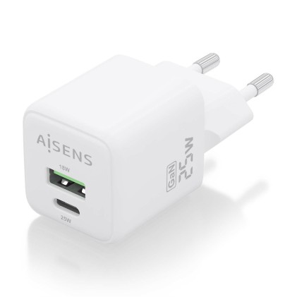 AISENS ASCH-25W2P014-W Caricabatterie per dispositivi mobili Universale Bianco AC Ricarica rapida Interno