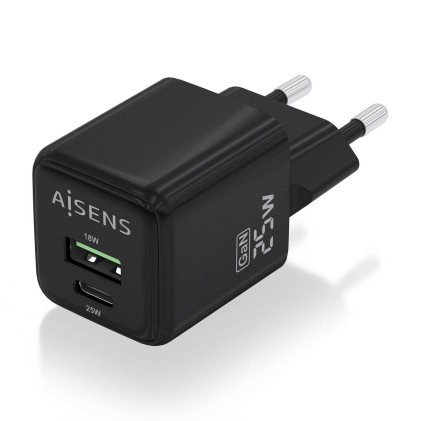 AISENS ASCH-25W2P015-BK Caricabatterie per dispositivi mobili Universale Nero AC Ricarica rapida Interno