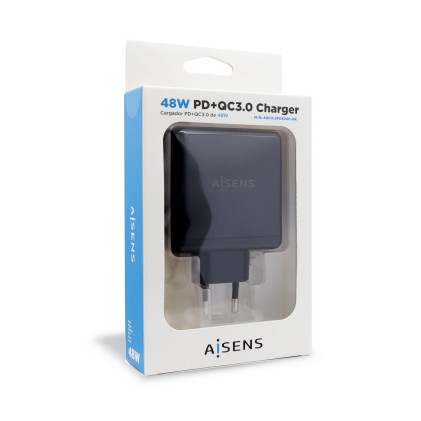 AISENS ASCH-2PD30QC-BK Caricabatterie per dispositivi mobili Nero Interno