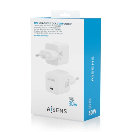 AISENS ASCH-30W1P035-W Caricabatterie per dispositivi mobili Universale Bianco AC Ricarica rapida Interno