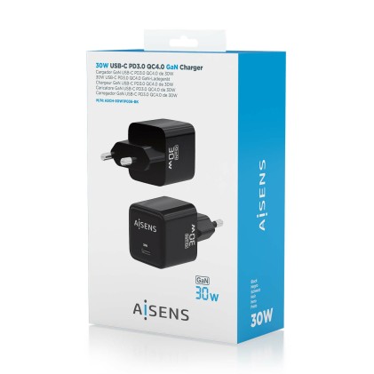 AISENS ASCH-30W1P036-BK Caricabatterie per dispositivi mobili Universale Nero AC Ricarica rapida Interno