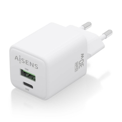 AISENS ASCH-30W2P037-W Caricabatterie per dispositivi mobili Universale Bianco AC Ricarica rapida Interno