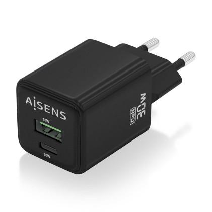 AISENS ASCH-30W2P038-BK Caricabatterie per dispositivi mobili Universale Nero AC Ricarica rapida Interno