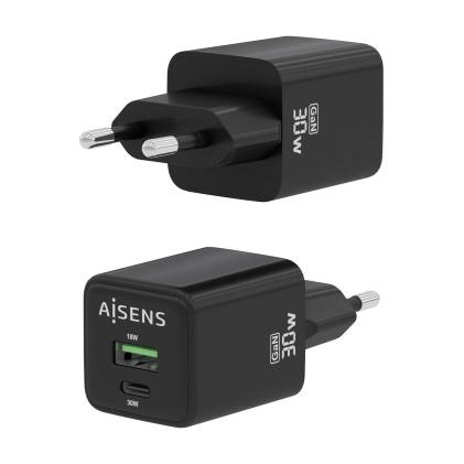 AISENS ASCH-30W2P038-BK Caricabatterie per dispositivi mobili Universale Nero AC Ricarica rapida Interno
