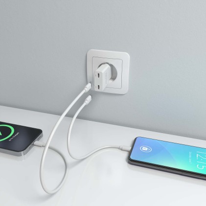 AISENS ASCH-30W2P048-W Caricabatterie per dispositivi mobili Fotocamera, MP3, MP4, Telefono cellulare, Navigatore, Computer portatile, Console portatile, Smartphone, Tablet, Universale Bianco AC Ricarica rapida Interno