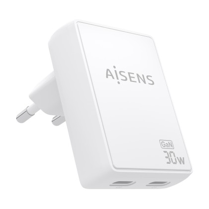 AISENS ASCH-30W2P075-W Caricabatterie per dispositivi mobili Fotocamera, Telefono cellulare, Computer portatile, Smartphone, Tablet, Universale Bianco AC Ricarica rapida Interno