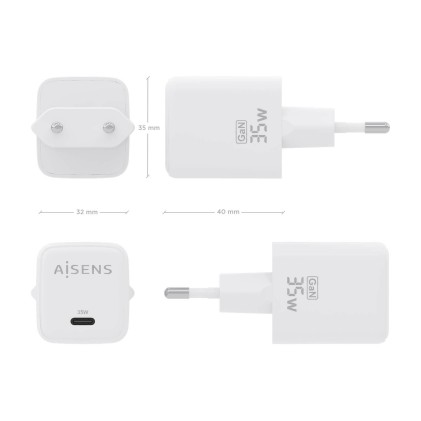 AISENS ASCH-35W1P016-W Caricabatterie per dispositivi mobili Universale Bianco AC Ricarica rapida Interno