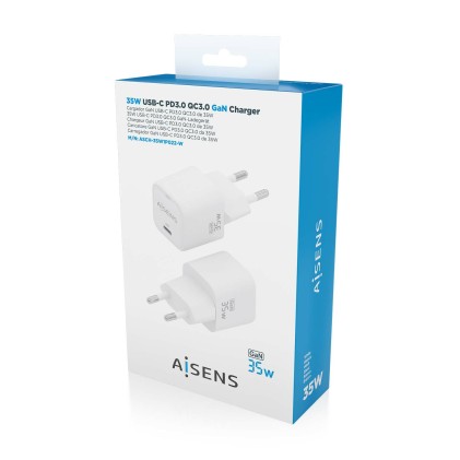 AISENS ASCH-35W1P022-W Caricabatterie per dispositivi mobili Universale Bianco AC Ricarica rapida Interno