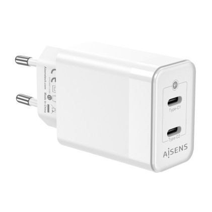 AISENS ASCH-45W2P005-W Caricabatterie per dispositivi mobili Universale Bianco AC Ricarica rapida Interno