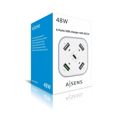 AISENS ASCH-5PQC-W Caricabatterie per dispositivi mobili Bianco Interno