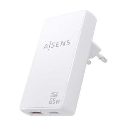 AISENS ASCH-65W2P076-W Caricabatterie per dispositivi mobili Fotocamera, Telefono cellulare, Computer portatile, Smartphone, Tablet, Universale Bianco AC Ricarica rapida Interno