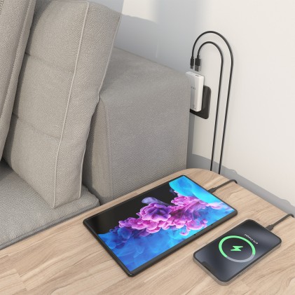 AISENS ASCH-65W2P076-W Caricabatterie per dispositivi mobili Fotocamera, Telefono cellulare, Computer portatile, Smartphone, Tablet, Universale Bianco AC Ricarica rapida Interno