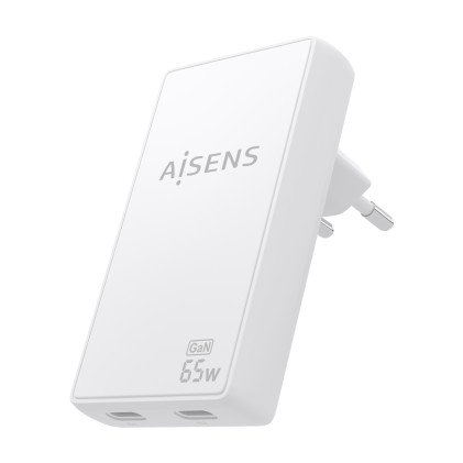 AISENS ASCH-65W2P077-W Caricabatterie per dispositivi mobili Fotocamera, Telefono cellulare, Computer portatile, Smartphone, Tablet, Universale Bianco AC Ricarica rapida Interno