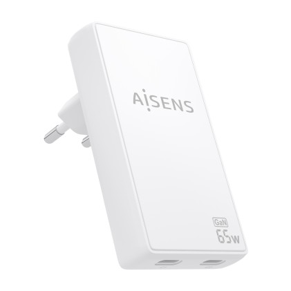 AISENS ASCH-65W2P077-W Caricabatterie per dispositivi mobili Fotocamera, Telefono cellulare, Computer portatile, Smartphone, Tablet, Universale Bianco AC Ricarica rapida Interno