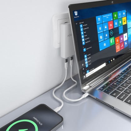 AISENS ASCH-65W2P077-W Caricabatterie per dispositivi mobili Fotocamera, Telefono cellulare, Computer portatile, Smartphone, Tablet, Universale Bianco AC Ricarica rapida Interno