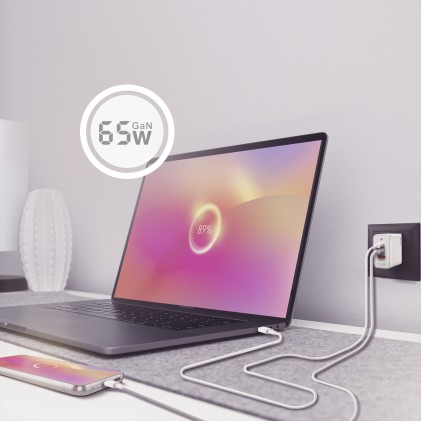 AISENS ASCH-65W3P007-W Caricabatterie per dispositivi mobili Universale Bianco AC Ricarica rapida Interno