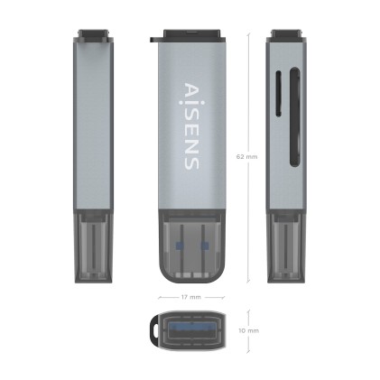 AISENS ASCR-2A09-GR lettore di schede USB 3.2 Gen 1 (3.1 Gen 1) Type-A Grigio