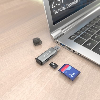 AISENS ASCR-2A09-GR lettore di schede USB 3.2 Gen 1 (3.1 Gen 1) Type-A Grigio