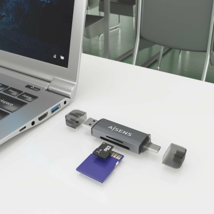 AISENS ASCR-2AC08-GR lettore di schede USB 3.2 Gen 1 (3.1 Gen 1) Type-A/Type-C Grigio