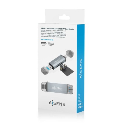 AISENS ASCR-2AC08-GR lettore di schede USB 3.2 Gen 1 (3.1 Gen 1) Type-A/Type-C Grigio