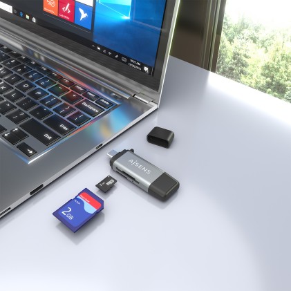 AISENS ASCR-2AC11-GR lettore di schede USB 3.2 Gen 1 (3.1 Gen 1) Type-A/Type-C Grigio