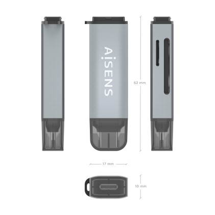 AISENS ASCR-2C10-GR lettore di schede USB 3.2 Gen 1 (3.1 Gen 1) Type-C Grigio