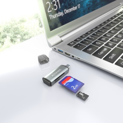 AISENS ASCR-2C10-GR lettore di schede USB 3.2 Gen 1 (3.1 Gen 1) Type-C Grigio