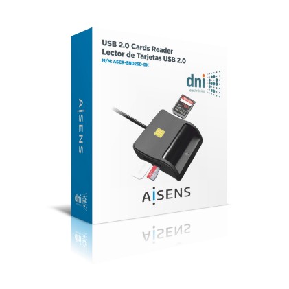AISENS ASCR-SN02SD-BK lettore di controllo di accesso Lettore di controllo accessi USB Nero